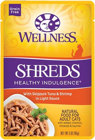 Wellness, Cat Food Pouch Healthy Indulgence Tuna Shrimp Shreded, 3 Ounce in Saudi Arabia