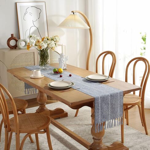 Rustic Boho Table Runner, Linen Table Runner, Farmhouse Table Runners 36 Inches Long for Dining Table Decor, 13x36 Inches, Ivory in Kuwait