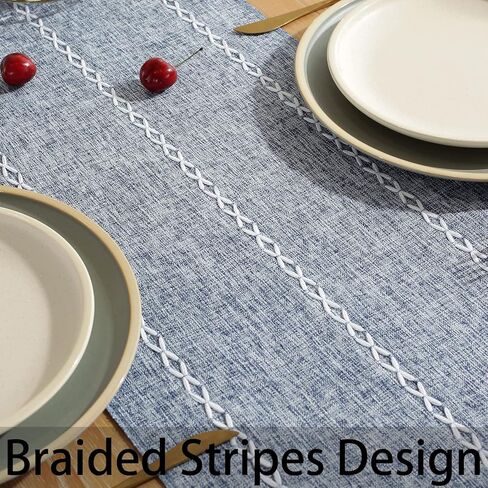 Rustic Boho Table Runner, Linen Table Runner, Farmhouse Table Runners 36 Inches Long for Dining Table Decor, 13x36 Inches, Ivory in Kuwait