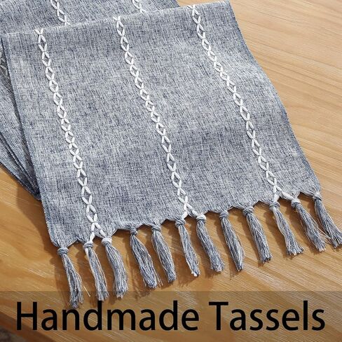 Rustic Boho Table Runner, Linen Table Runner, Farmhouse Table Runners 36 Inches Long for Dining Table Decor, 13x36 Inches, Ivory in Kuwait