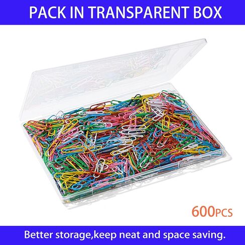 Paper Clips, 600Pcs Medium Paperclips for Office School & Personal Use, Daily DIY, 1-2/7" Colored Heavy Duty Ideal for Bookmark in Kuwait