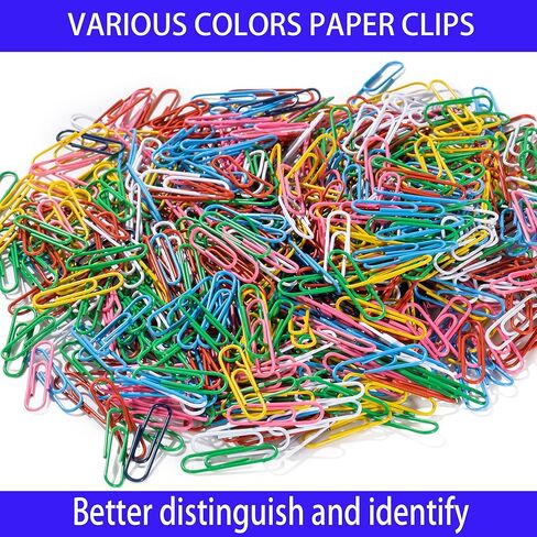 Paper Clips, 600Pcs Medium Paperclips for Office School & Personal Use, Daily DIY, 1-2/7" Colored Heavy Duty Ideal for Bookmark in Kuwait