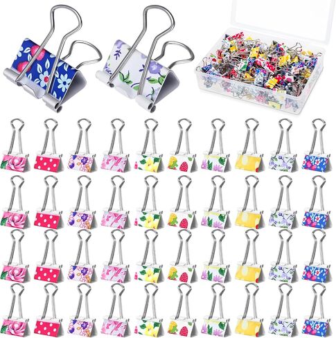 150 PCS مقاطع رابط لطيف مع مقاطع مكتب مصنوعة من الأزهار الصافية مينين مشابك الطباعة الملونة المزينة للمعلمين لوازم أوراق العمل المكاتب المدرسية (0.98 بوصة) in Saudi Arabia