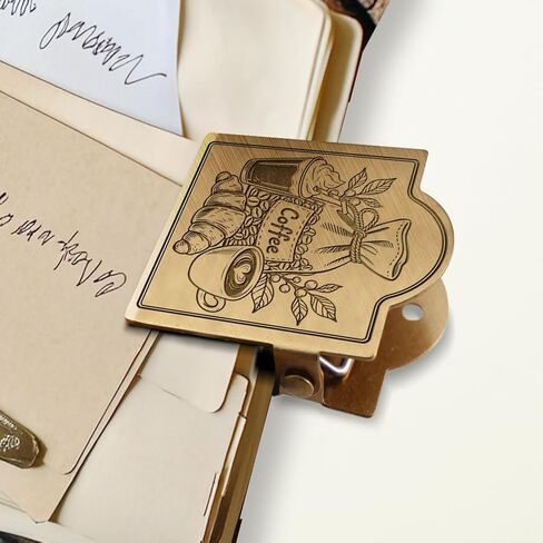 Anattasoul Journal Clip Vintage Coffee Shop Metal Travelers Clip ، Decorative Huchice Duty Brass Journal Clips for Book ، Paper ، Mongmark in Kuwait