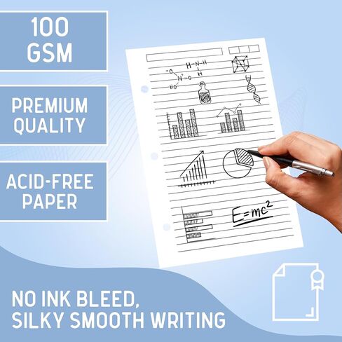 ورقة ورقة فضفاضة ملونة من الكلية-5.5 "× 8.5" ورقة نصف ورق ، وألوان الباستيل ، 3 ثقب ، 100 ورقة ، 100gsm ، خالية من الأحماض ، ويناسب نصف أحرف ، المخططين ، المجلات in Kuwait