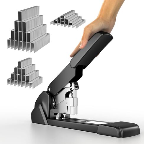 New 240 Sheet Capacity Ergonomic Labor-Saving Heavy Duty Stapler, Metal Manual Stapler with 3000 Staples (23/08mm, 23/15mm, 23/24mm), High Capacity Anti-Jam, Suitable for Office, Home, Black in Saudi Arabia