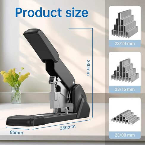New 240 Sheet Capacity Ergonomic Labor-Saving Heavy Duty Stapler, Metal Manual Stapler with 3000 Staples (23/08mm, 23/15mm, 23/24mm), High Capacity Anti-Jam, Suitable for Office, Home, Black in Saudi Arabia
