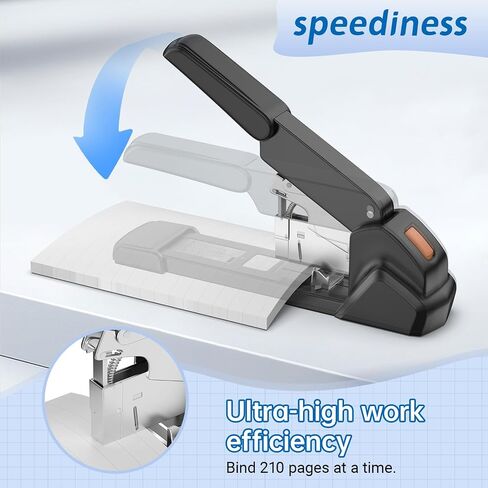 New 240 Sheet Capacity Ergonomic Labor-Saving Heavy Duty Stapler, Metal Manual Stapler with 3000 Staples (23/08mm, 23/15mm, 23/24mm), High Capacity Anti-Jam, Suitable for Office, Home, Black in Saudi Arabia