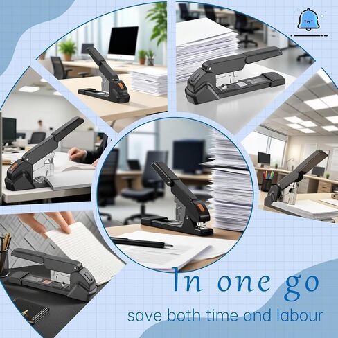 New 240 Sheet Capacity Ergonomic Labor-Saving Heavy Duty Stapler, Metal Manual Stapler with 3000 Staples (23/08mm, 23/15mm, 23/24mm), High Capacity Anti-Jam, Suitable for Office, Home, Black in Saudi Arabia