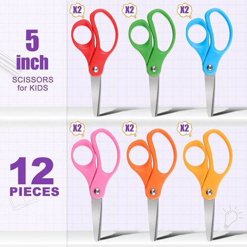 BURVAGY 12 Pack 5" Kids Scissors Safety Children Small Scissors for School in Saudi Arabia