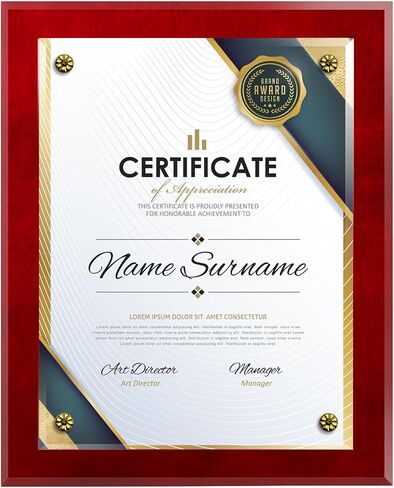 Black Certificate Award Plaque - 8.5x11 Diploma Frame for Documents, Certificates, and Awards - Durable Certificate Holder, Ideal for Graduation, Degree Frames, and Gift Certificates for Business in Kuwait