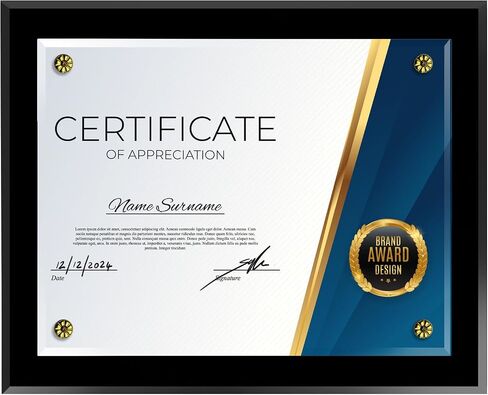 Black Certificate Award Plaque - 8.5x11 Diploma Frame for Documents, Certificates, and Awards - Durable Certificate Holder, Ideal for Graduation, Degree Frames, and Gift Certificates for Business in Kuwait