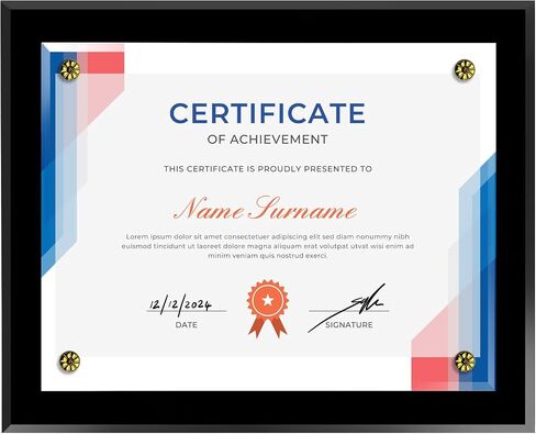 Black Certificate Award Plaque - 8.5x11 Diploma Frame for Documents, Certificates, and Awards - Durable Certificate Holder, Ideal for Graduation, Degree Frames, and Gift Certificates for Business in Kuwait