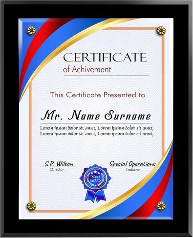 Black Certificate Award Plaque - 8.5x11 Diploma Frame for Documents, Certificates, and Awards - Durable Certificate Holder, Ideal for Graduation, Degree Frames, and Gift Certificates for Business in Kuwait