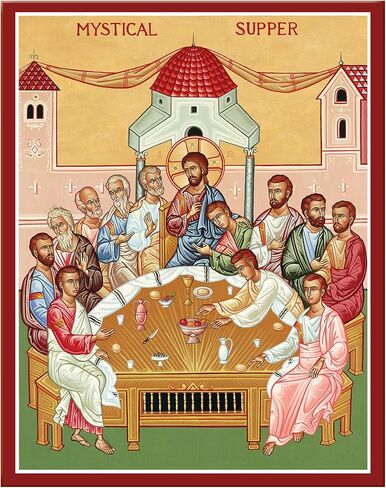 Monastery Icons Mystical Supper (Last Supper) Mounted Plaque Icon Reproduction 7.8" x 10" in Saudi Arabia