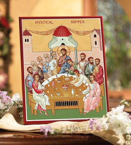 Monastery Icons Mystical Supper (Last Supper) Mounted Plaque Icon Reproduction 7.8" x 10" in Saudi Arabia