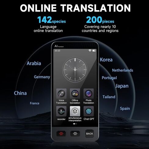 جهاز المترجم اللغوي غير متصل ، M80 ChatGpt Fructant Translator No WiFi ضروري ، 142 لغة في اتجاهين في الوقت الفعلي ترجمة الصوت والتسجيل والصورة الترجمة من أجل التعلم التجاري للسفر in Kuwait
