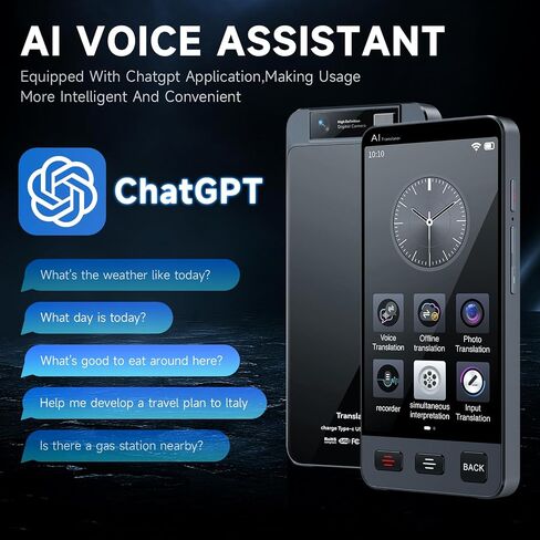 جهاز المترجم اللغوي غير متصل ، M80 ChatGpt Fructant Translator No WiFi ضروري ، 142 لغة في اتجاهين في الوقت الفعلي ترجمة الصوت والتسجيل والصورة الترجمة من أجل التعلم التجاري للسفر in Kuwait