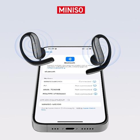 MINISO MS203 ترجمة سماعات الأذن مفتوحة سماعة رأس الأذن Bluetooth 6.0 OWS AI تدعم 134 لغة براعم الأذن اللاسلكية مع earhooks IPX5 Bluetooth Bluetooth Black （مع AI） in Kuwait