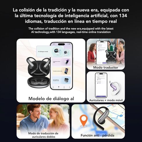 MINISO MS203 ترجمة سماعات الأذن مفتوحة سماعة رأس الأذن Bluetooth 6.0 OWS AI تدعم 134 لغة براعم الأذن اللاسلكية مع earhooks IPX5 Bluetooth Bluetooth Black （مع AI） in Kuwait