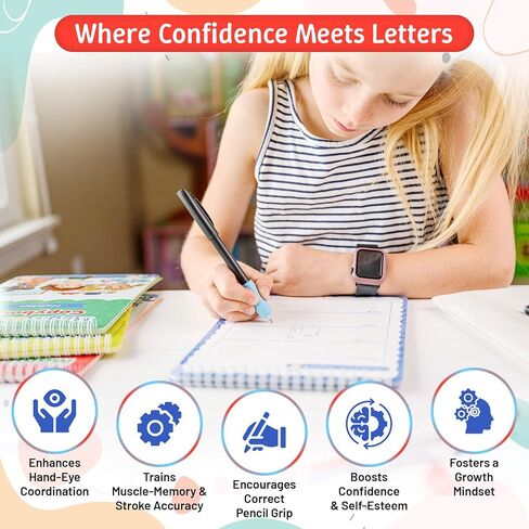 Grooved Writing Books for Kids 3-5, 6-10 with Positive Affirmations & Mindfulness; Magic Grooved Writing Practice for Kids; Teacher Must Haves for Preschool, Kindergarten or Elementary Kids Books. in Saudi Arabia