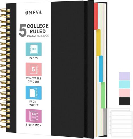 دفتر ملاحظات حلزوني 8.5 "× 11" ، 5 محافظات موضوعات ، حكمت كلية مقاطعات قابلة للإزالة ، 300 صفحة 100GSM مجلة الكتابة الحلزونية السميكة للنساء والرجال ، دفاتر مجلة كبيرة من اليومية ، المدرسة ، المدرسة in Kuwait