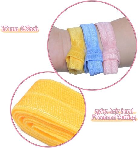 أضعاف الشريط المرن - 40 ياردة ، 40 لونًا متعدد الألوان | ألوان صلبة مرنة للخياطة | DIY Craft Flastic Band لأقواس الشعر ، عصابات الرأس ، علاقات الشعر | تقليم مرن ملون in Kuwait