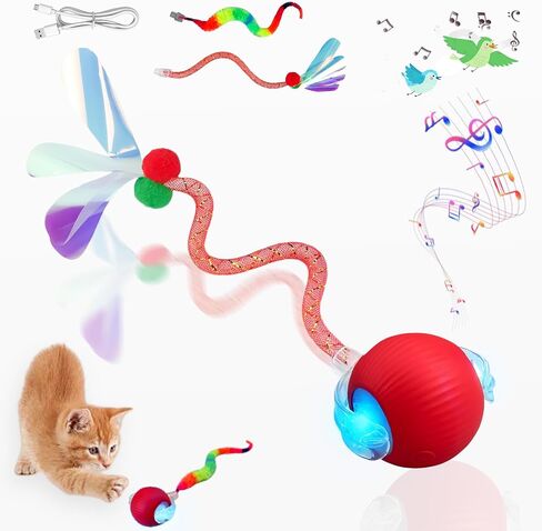 لعبة Cat Ball التي تمت ترقيتها الجديدة - لعبة Cat Seedy Tail 3.0 ، كرة قطة تفاعلية ، وتحفيز الألعاب والألغام الفارسية ، وألعاب القط للملل الداخلي (الأحمر) in Kuwait