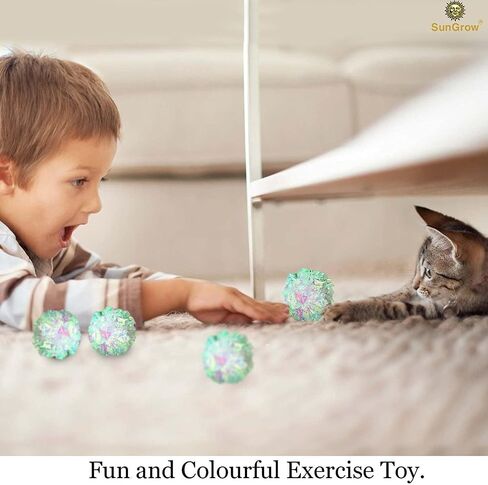 SunGrow Mylar Cat Crinkle Balls, 2", Shiny and Stress Buster Toy, Lightweight and Great for Use in Craft Projects, Toy Ball Suitable for Both Feline and Kids, Kitten Chew and Chase Balls for Exercise in Saudi Arabia