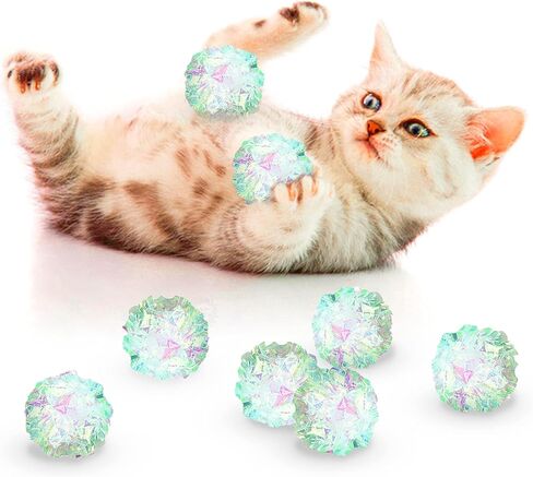 SunGrow Mylar Cat Crinkle Balls, 2", Shiny and Stress Buster Toy, Lightweight and Great for Use in Craft Projects, Toy Ball Suitable for Both Feline and Kids, Kitten Chew and Chase Balls for Exercise in Saudi Arabia