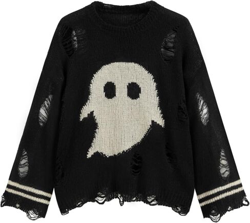 Cider Knit Ghost Pattern Stripe Stripe Striped Exced Scenters Exclude Surve & Plus: Black ، 2XL in Saudi Arabia