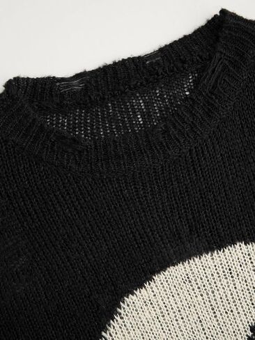 Cider Knit Ghost Pattern Stripe Stripe Striped Exced Scenters Exclude Surve & Plus: Black ، 2XL in Saudi Arabia