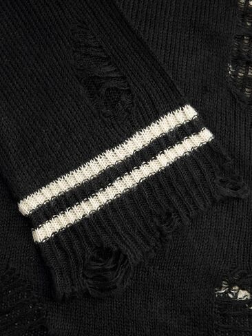 Cider Knit Ghost Pattern Stripe Stripe Striped Exced Scenters Exclude Surve & Plus: Black ، 2XL in Saudi Arabia