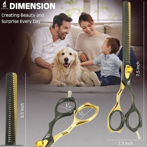 Curved Dog Grooming Scissors – 7.5" Thinning Shears with 34 Teeth, Texturizing Chunkers for Dogs & Cats, 440C Stainless Steel for Professional Groomers and Pet Owners in Saudi Arabia