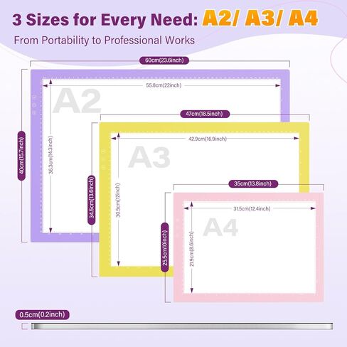Zexalight A4 Light Box للتتبع ، وسادة خفيفة للطلاء الماس مع 8 مستويات/سطوع تعتيم بدون خطوة و 3 أوضاع ملونة ، طاولة ضوء لوحة نسخ فائقة للفنانين تتبع الرسم (الأسود) in Kuwait