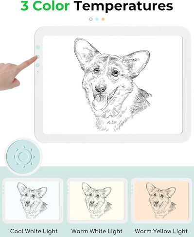 A4 Cordless Diamond Art Light Board for Tracing ، Bawaslom Light Box للتتبع والرسم مع 3 ألوان وسطوع من 6 مستويات ، لوحة رسم LED لفيروس الأعشاب الضارة ، فن الرسم الماسي ، الرسم in Kuwait