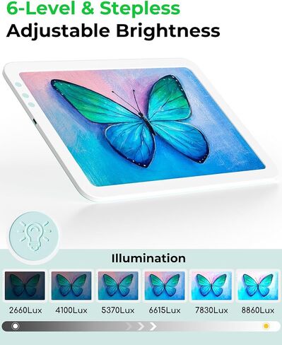 A4 Cordless Diamond Art Light Board for Tracing ، Bawaslom Light Box للتتبع والرسم مع 3 ألوان وسطوع من 6 مستويات ، لوحة رسم LED لفيروس الأعشاب الضارة ، فن الرسم الماسي ، الرسم in Kuwait