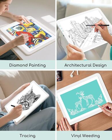 A4 Cordless Diamond Art Light Board for Tracing ، Bawaslom Light Box للتتبع والرسم مع 3 ألوان وسطوع من 6 مستويات ، لوحة رسم LED لفيروس الأعشاب الضارة ، فن الرسم الماسي ، الرسم in Kuwait