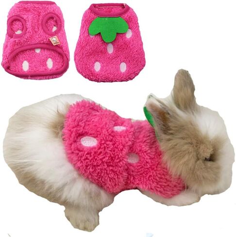 ANIAC Bunny Clothes for Rabbits Warm Kitten Vest Fleece XXXS Dog Shirt Cozy T-Shirt for Bunny Guinea Pig Ferret Puppy Mini Dog and Small Animals (2S,Red) in Saudi Arabia