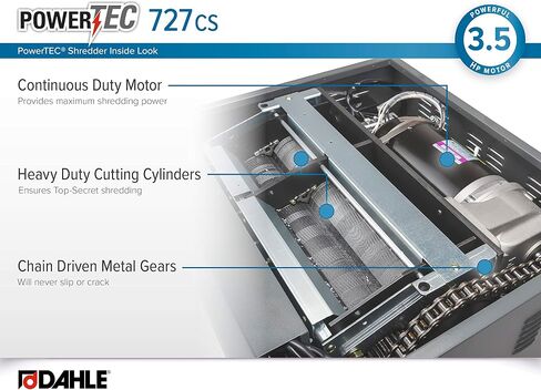 Dahle Powertec 707 PS Paper Shredder ، P-7 Super Micro Cut ، NSA/CSS 02-01 لمستندات سرية أعلى ، حماية المربى ، زيت السيارات ، 3.5 حصان ، 11 ورقة كحد أقصى in Saudi Arabia
