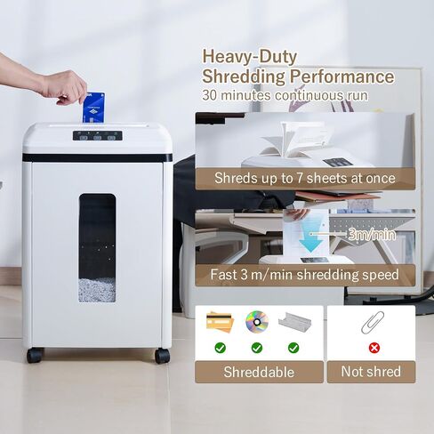 تمزيق الورق التجاري المهني: P-7 Super Super Micro-Cut 1x1.7mm 7 Sheets/Cds/Cards/Staples 6-Gal Bin Duty للوثائق المنزلية/المكتب/الصناعية/الاستخدام التجاري. in Saudi Arabia