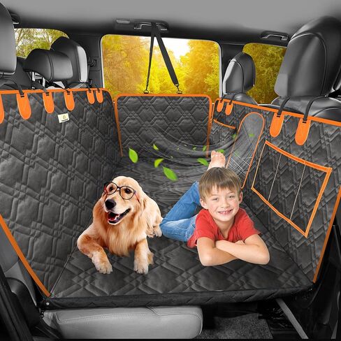 Homcolorful Dog Hammock for Car,Waterproof & Mesh Window,Dog Car Seat Cover for Back Seat,Backseat Dog Cover,Back Seat Protector for Dog,Pet Car Seat Cover for Sedan,SUV in Kuwait