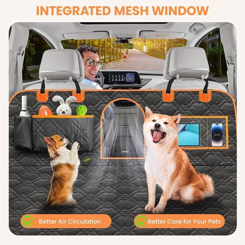 Homcolorful Dog Hammock for Car,Waterproof & Mesh Window,Dog Car Seat Cover for Back Seat,Backseat Dog Cover,Back Seat Protector for Dog,Pet Car Seat Cover for Sedan,SUV in Kuwait