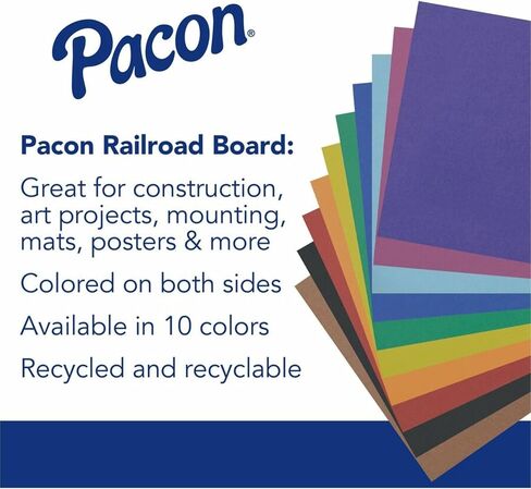 لوحة سكة حديد Pacon Corp 4-PLY بألوان متنوعة ، 28 × 22 ، 25/كرتون in Saudi Arabia