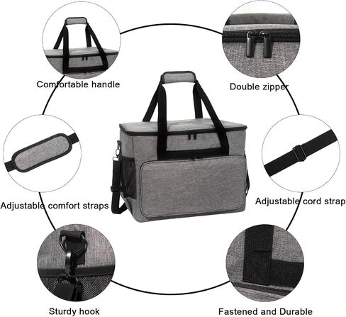 Sewing Machine Case with Wheels, Detachable Rolling Sewing Machine Tote Bag, with Machine Case Fixing Rope - Fit Most Standard Sewing Machine - Gray in Kuwait
