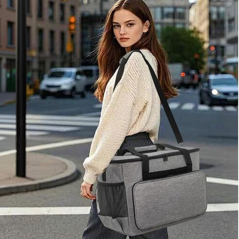 Sewing Machine Case with Wheels, Detachable Rolling Sewing Machine Tote Bag, with Machine Case Fixing Rope - Fit Most Standard Sewing Machine - Gray in Kuwait