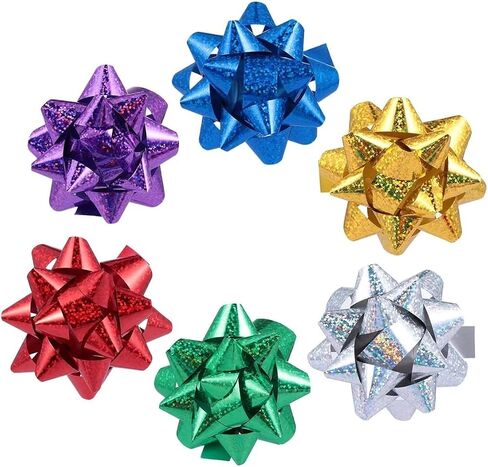 50 Pcs Colorful 1 Inch Gift Bows Christmas Bows Metallic Star Bows Party Gifts Wrapping Bows Adhesive Holiday Presents Bows for Valentine's Day, Gift Wrapping Supplies, Gift Wrap Bows in Saudi Arabia