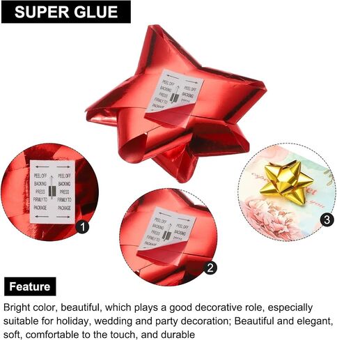 50 Pcs Colorful 1 Inch Gift Bows Christmas Bows Metallic Star Bows Party Gifts Wrapping Bows Adhesive Holiday Presents Bows for Valentine's Day, Gift Wrapping Supplies, Gift Wrap Bows in Saudi Arabia