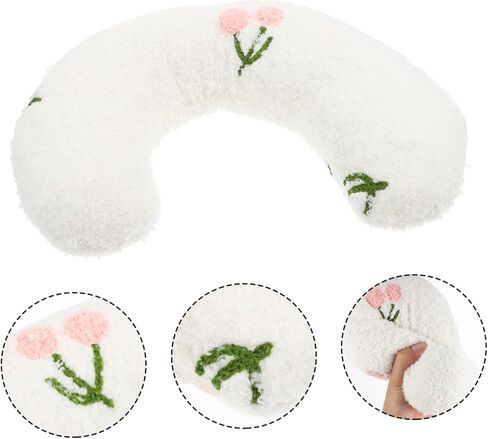 Luxshiny U Shaped Pet Neck Pillow for Cats and Dogs Soft Skin Friendly Sleeping Cushion Cervical Support for Puppies and Pets Cozy White Cushion for in Kuwait
