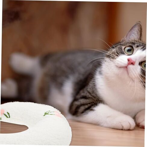 Luxshiny U Shaped Pet Neck Pillow for Cats and Dogs Soft Skin Friendly Sleeping Cushion Cervical Support for Puppies and Pets Cozy White Cushion for in Kuwait